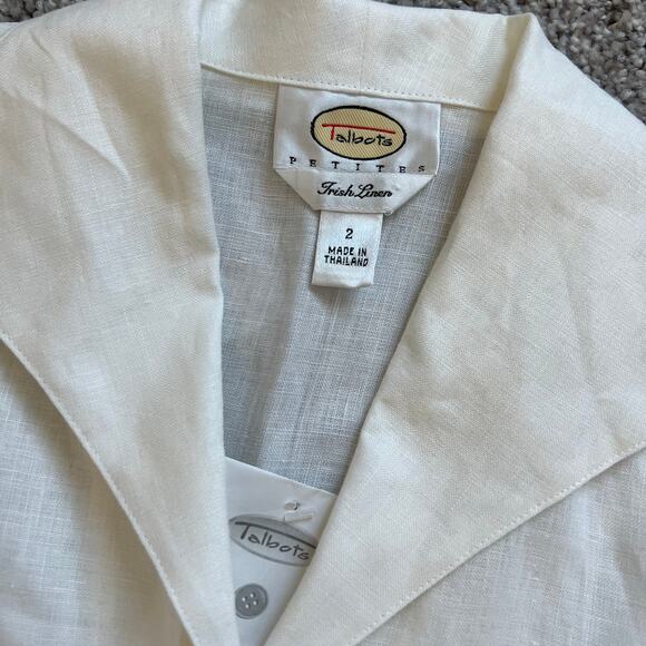 NEW Talbots 100% Irish Linen button front collared shirt 3/4 sleeve - Picture 2 of 7